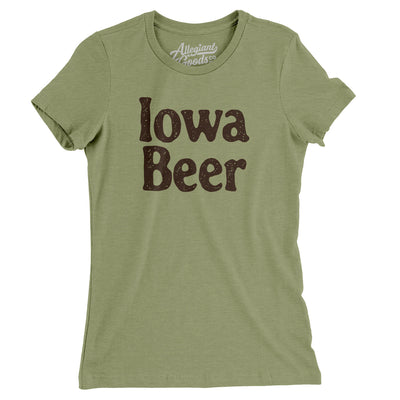 Iowa Beer Women's T-Shirt-Light Olive-Allegiant Goods Co. Vintage Sports Apparel