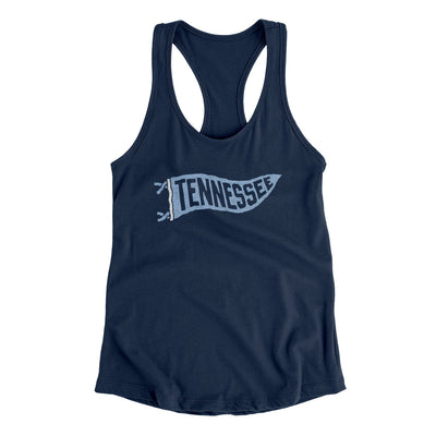 Tennessee Pennant Women's Racerback Tank-Midnight Navy-Allegiant Goods Co. Vintage Sports Apparel