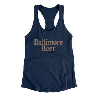 Baltimore Beer Women's Racerback Tank-Midnight Navy-Allegiant Goods Co. Vintage Sports Apparel