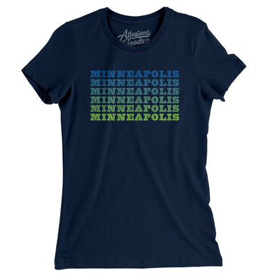 Minneapolis Repeat Women's T-Shirt-Midnight Navy-Allegiant Goods Co. Vintage Sports Apparel