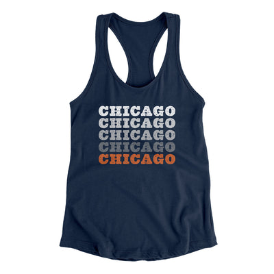 Chicago Repeat Women's Racerback Tank-Midnight Navy-Allegiant Goods Co. Vintage Sports Apparel