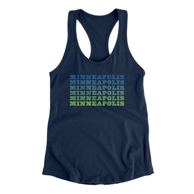 Minneapolis Repeat Women's Racerback Tank-Midnight Navy-Allegiant Goods Co. Vintage Sports Apparel