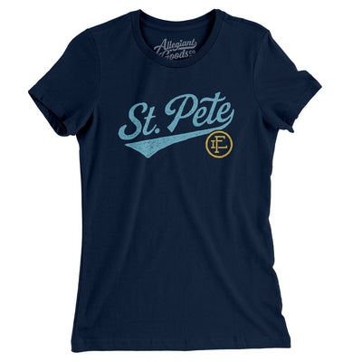 St Pete Vintage Script Women's T-Shirt-Midnight Navy-Allegiant Goods Co. Vintage Sports Apparel