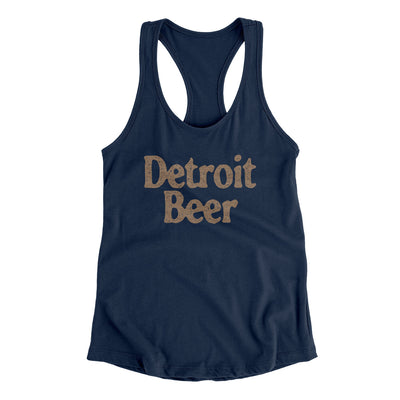 Detroit Beer Women's Racerback Tank-Midnight Navy-Allegiant Goods Co. Vintage Sports Apparel