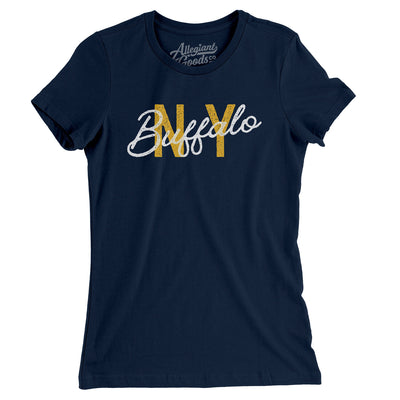 Buffalo Ny Overprinted Women's T-Shirt-Midnight Navy-Allegiant Goods Co. Vintage Sports Apparel