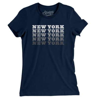 New York Repeat Women's T-Shirt-Midnight Navy-Allegiant Goods Co. Vintage Sports Apparel