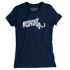 Massachusetts State Shape Text Women's T-Shirt-Midnight Navy-Allegiant Goods Co. Vintage Sports Apparel