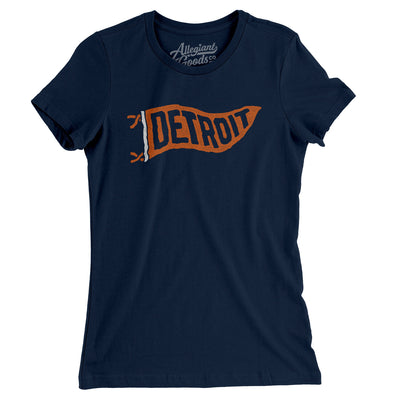 Detroit Pennant Women's T-Shirt-Midnight Navy-Allegiant Goods Co. Vintage Sports Apparel