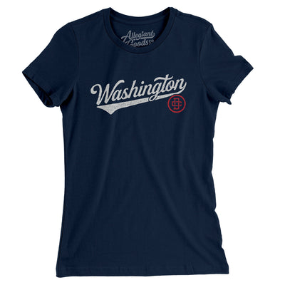 Washington Dc Vintage Script Women's T-Shirt-Midnight Navy-Allegiant Goods Co. Vintage Sports Apparel