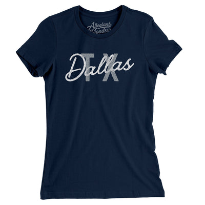 Dallas Tx Overprinted Women's T-Shirt-Midnight Navy-Allegiant Goods Co. Vintage Sports Apparel