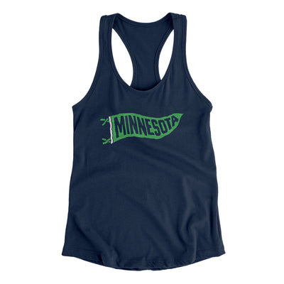 Minnesota Pennant Women's Racerback Tank-Midnight Navy-Allegiant Goods Co. Vintage Sports Apparel