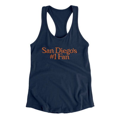 San Diego's Number 1 Fan Women's Racerback Tank-Midnight Navy-Allegiant Goods Co. Vintage Sports Apparel