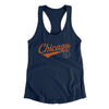 Chicago Vintage Script Women's Racerback Tank-Midnight Navy-Allegiant Goods Co. Vintage Sports Apparel