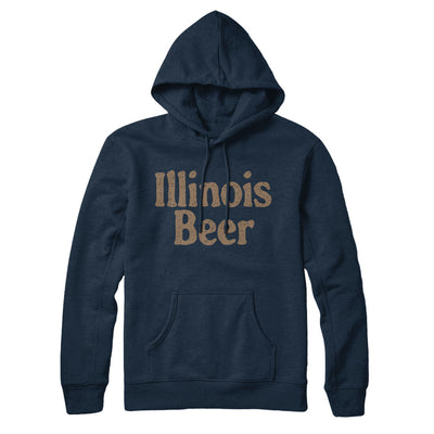 Illinois Beer Hoodie-Navy Blue-Allegiant Goods Co. Vintage Sports Apparel