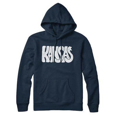 Kansas State Shape Text Hoodie-Navy Blue-Allegiant Goods Co. Vintage Sports Apparel