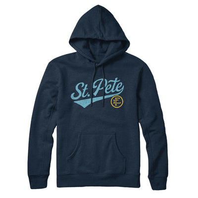 St Pete Vintage Script Hoodie-Navy Blue-Allegiant Goods Co. Vintage Sports Apparel