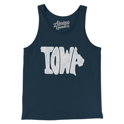 Iowa State Shape Text Men/Unisex Tank Top-Navy-Allegiant Goods Co. Vintage Sports Apparel