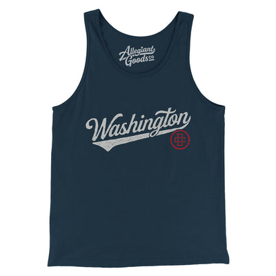 Washington Dc Vintage Script Men/Unisex Tank Top-Navy-Allegiant Goods Co. Vintage Sports Apparel