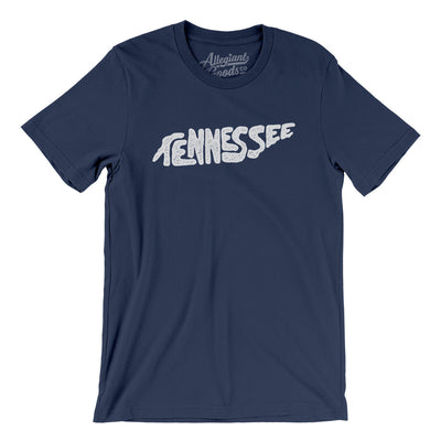 Tennessee State Shape Text Men/Unisex T-Shirt-Navy-Allegiant Goods Co. Vintage Sports Apparel