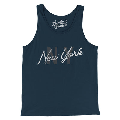 New York Ny Overprinted Men/Unisex Tank Top-Navy-Allegiant Goods Co. Vintage Sports Apparel