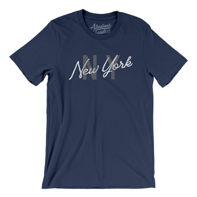 New York Ny Overprinted Men/Unisex T-Shirt-Navy-Allegiant Goods Co. Vintage Sports Apparel