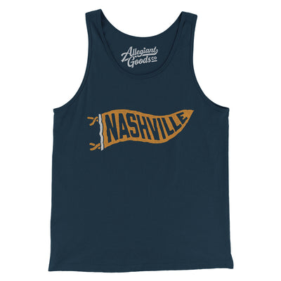 Nashville Pennant Men/Unisex Tank Top-Navy-Allegiant Goods Co. Vintage Sports Apparel