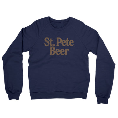 St. Pete Beer Midweight French Terry Crewneck Sweatshirt-Navy-Allegiant Goods Co. Vintage Sports Apparel