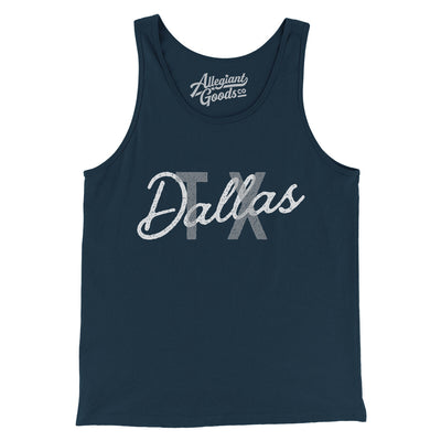 Dallas Tx Overprinted Men/Unisex Tank Top-Navy-Allegiant Goods Co. Vintage Sports Apparel