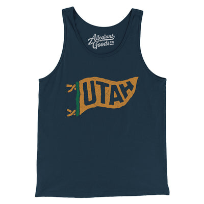 Utah Pennant Men/Unisex Tank Top-Navy-Allegiant Goods Co. Vintage Sports Apparel