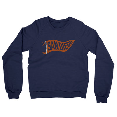 San Diego Pennant Midweight French Terry Crewneck Sweatshirt-Navy-Allegiant Goods Co. Vintage Sports Apparel