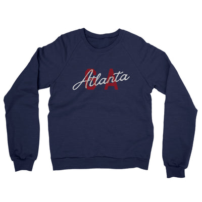 Atlanta Ga Overprinted Midweight French Terry Crewneck Sweatshirt-Navy-Allegiant Goods Co. Vintage Sports Apparel