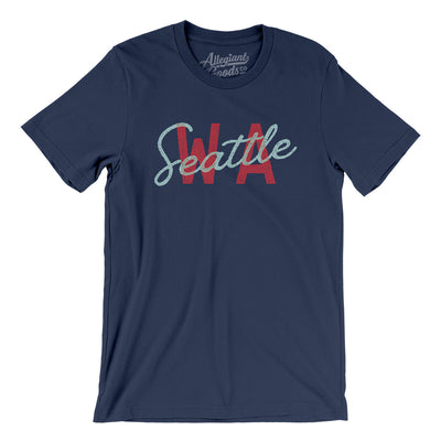 Seattle Wa Overprinted Men/Unisex T-Shirt-Navy-Allegiant Goods Co. Vintage Sports Apparel