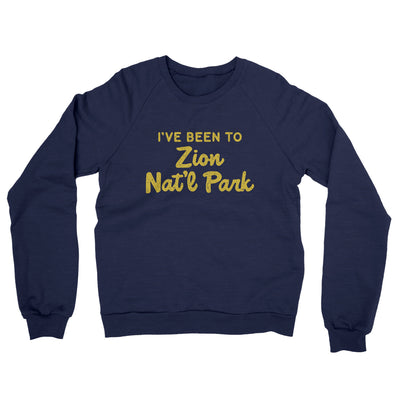 I've Been To Zion National Park Midweight French Terry Crewneck Sweatshirt-Navy-Allegiant Goods Co. Vintage Sports Apparel