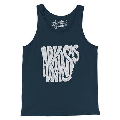 Arkansas State Shape Text Men/Unisex Tank Top-Navy-Allegiant Goods Co. Vintage Sports Apparel