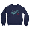 Seattle Vintage Script Midweight French Terry Crewneck Sweatshirt-Navy-Allegiant Goods Co. Vintage Sports Apparel