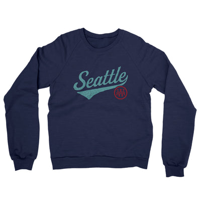 Seattle Vintage Script Midweight French Terry Crewneck Sweatshirt-Navy-Allegiant Goods Co. Vintage Sports Apparel