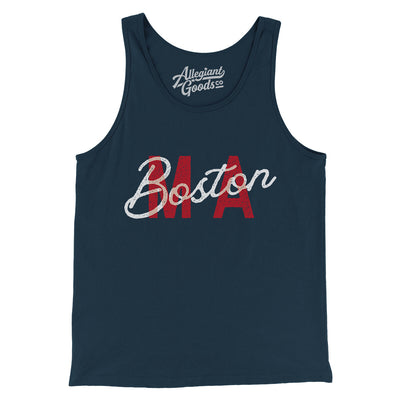Boston Ma Overprint Overprinted Men/Unisex Tank Top-Navy-Allegiant Goods Co. Vintage Sports Apparel