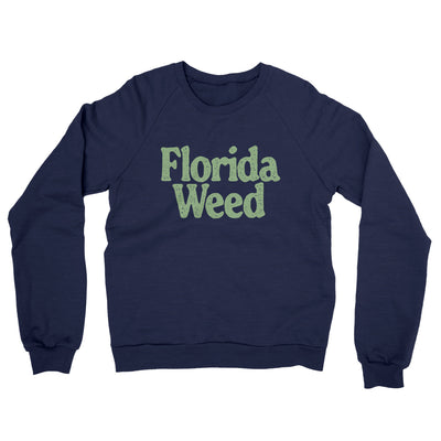 Florida Weed Midweight French Terry Crewneck Sweatshirt-Navy-Allegiant Goods Co. Vintage Sports Apparel