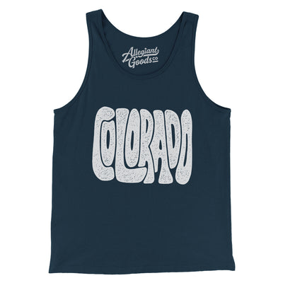 Colorado State Shape Text Men/Unisex Tank Top-Navy-Allegiant Goods Co. Vintage Sports Apparel