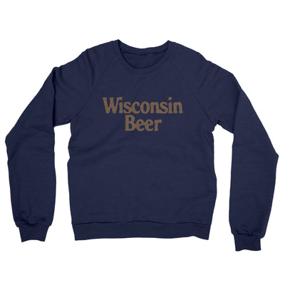 Wisconsin Beer Midweight French Terry Crewneck Sweatshirt-Navy-Allegiant Goods Co. Vintage Sports Apparel