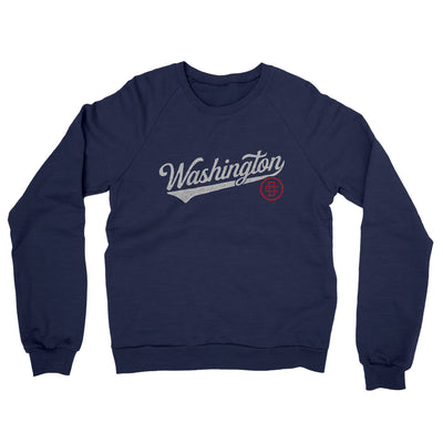 Washington Dc Vintage Script Midweight French Terry Crewneck Sweatshirt-Navy-Allegiant Goods Co. Vintage Sports Apparel