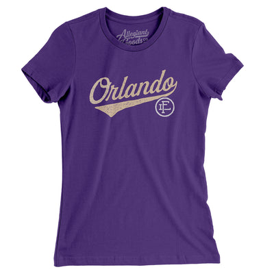 Orlando Vintage Script Women's T-Shirt-Purple Rush-Allegiant Goods Co. Vintage Sports Apparel