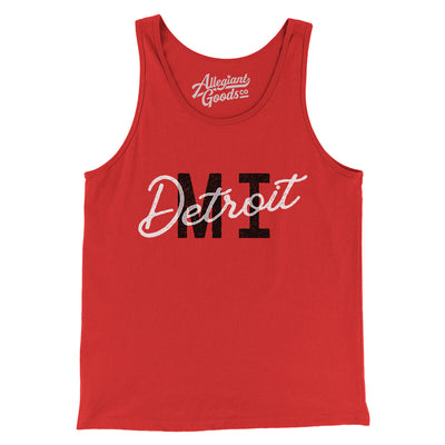 Detroit Mi Overprinted Men/Unisex Tank Top-Red-Allegiant Goods Co. Vintage Sports Apparel
