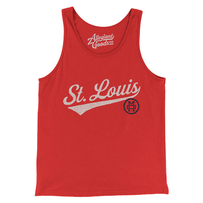 St Louis Vintage Script Men/Unisex Tank Top-Red-Allegiant Goods Co. Vintage Sports Apparel