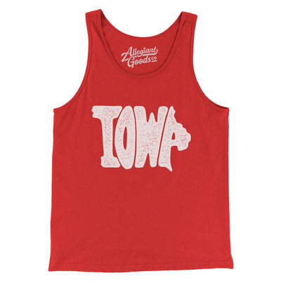 Iowa State Shape Text Men/Unisex Tank Top-Red-Allegiant Goods Co. Vintage Sports Apparel