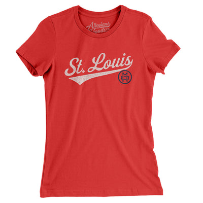 St Louis Vintage Script Women's T-Shirt-Red-Allegiant Goods Co. Vintage Sports Apparel