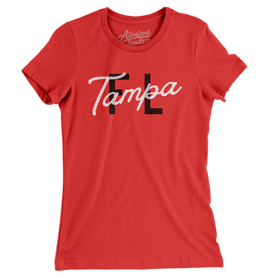 Tampa Fl Overprinted Women's T-Shirt-Red-Allegiant Goods Co. Vintage Sports Apparel