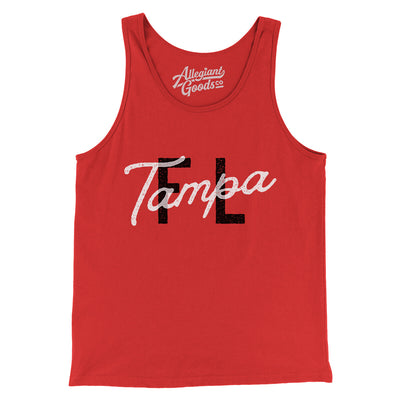 Tampa Fl Overprinted Men/Unisex Tank Top-Red-Allegiant Goods Co. Vintage Sports Apparel