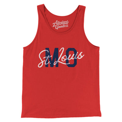 St. Louis Mo Overprinted Men/Unisex Tank Top-Red-Allegiant Goods Co. Vintage Sports Apparel