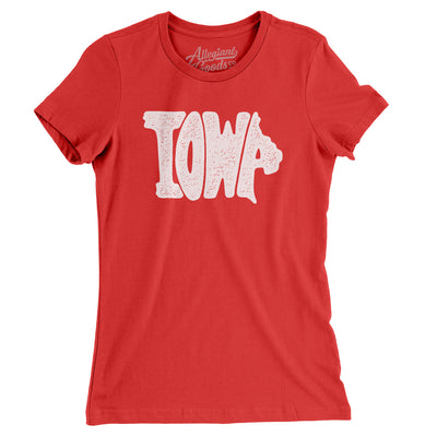 Iowa State Shape Text Women's T-Shirt-Red-Allegiant Goods Co. Vintage Sports Apparel